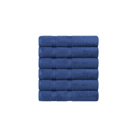 SUPERIOR Premium Cotton 6-Piece Hand Towel Set, Plush Soft Towels for Spa, Gym, Bathroom, Guest Bath, Salon, Kitchen, Decor, Home Basics, Hotel Quality, Daily Drying, Zero Twist Smart Dry, Navy Blue