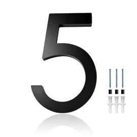 Hvatry House Numbers for Outside, 6 inch Modern Floating Address Numbers for Front Door, Street, Apartment, Farmhouse, High Visibility Numbers Enhance Home's Exterior Charm, Black(House Numbers 5)