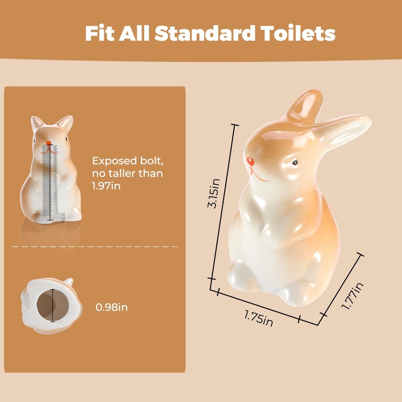 Bunny Ceramic Toilet Bolt Caps - Decorative Toilet Caps for