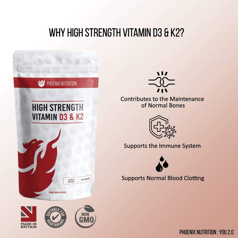 High Strength Vitamin D3 and K2 120 Tablets 4,000 IU