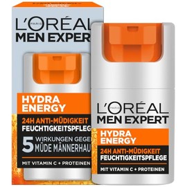 L'Oréal Men Expert XXL Face Care Against Tired Skin for Men, Invigorating Moisturising Cream 24H Anti-Fatigue, Face Cream for Men with Vitamin C and Proteins, Hydra Energy, Exclusive, 1 x 50 ml