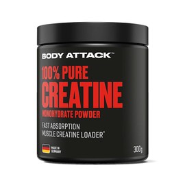 Body Attack Sports Nutrition Body Attack 100% Pure Creatine - 300g powder - Made in Germany - High-quality microfine creatine monohydrate - Pure creatine powder for self-dosing - Before/after training - Good solubility