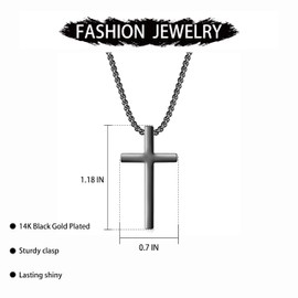 WARMDAY Cross Necklace for Men Silver Gold Black Stainless Steel Mens Cross Necklaces Cross Pendant Necklace Cross Chain 16-24 Inches Jewelry Gifts For Men