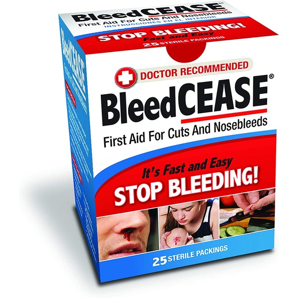 BleedCEASE First Aid for Cuts and Nosebleeds Sterile Packings, 25 Count