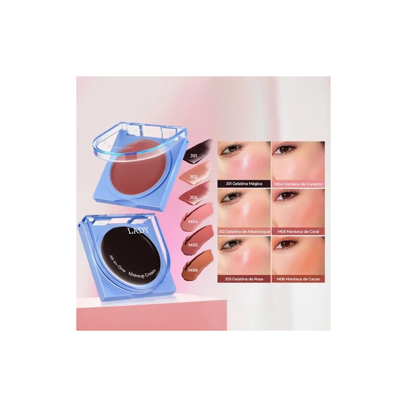 Rubor 3 En 1 Labios Mejillas Ojos Natural Glow Maquillaje