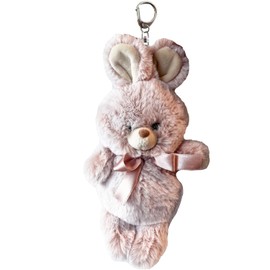 Stream Market Keychain Plush Toy Cute Large Mascot Charm Keyring Fashionable Fluffy Rabbit Pink Animal TY039-D