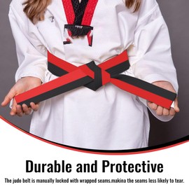 COYUN 1 x 220 cm Red and Black Taekwondo Belt, Judo Belt, Judo Karate Belt, Martial Arts Karate, Judo Taekwondo Belts, Professional Karate Aikido Belt for Children, Adults, Martial Arts Belt
