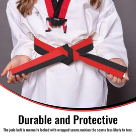 COYUN 1 x 220 cm Red and Black Taekwondo Belt, Judo Belt, Judo Karate Belt, Martial Arts Karate, Judo Taekwondo Belts, Professional Karate Aikido Belt for Children, Adults, Martial Arts Belt