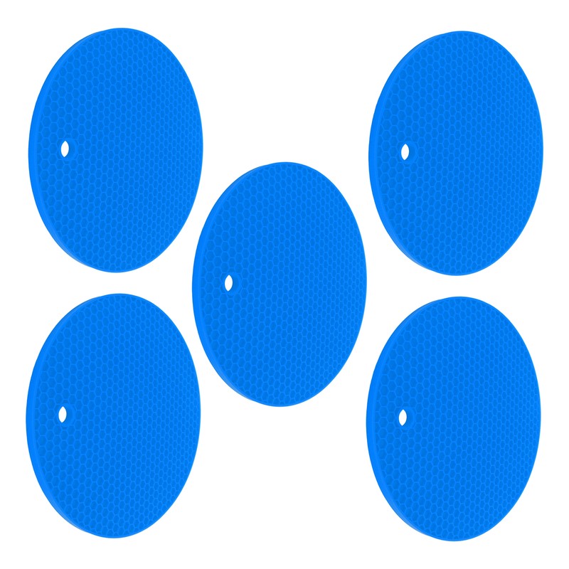 5PCS Silicone Trivet Mats Round Multipurpose Heat Resistant Non Slip