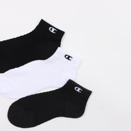 Champion CWSCB301 Women's Socks, 3 Pairs Set, Big Mesh, One Point Logo, Short Length Socks, 3P, monotone assorted