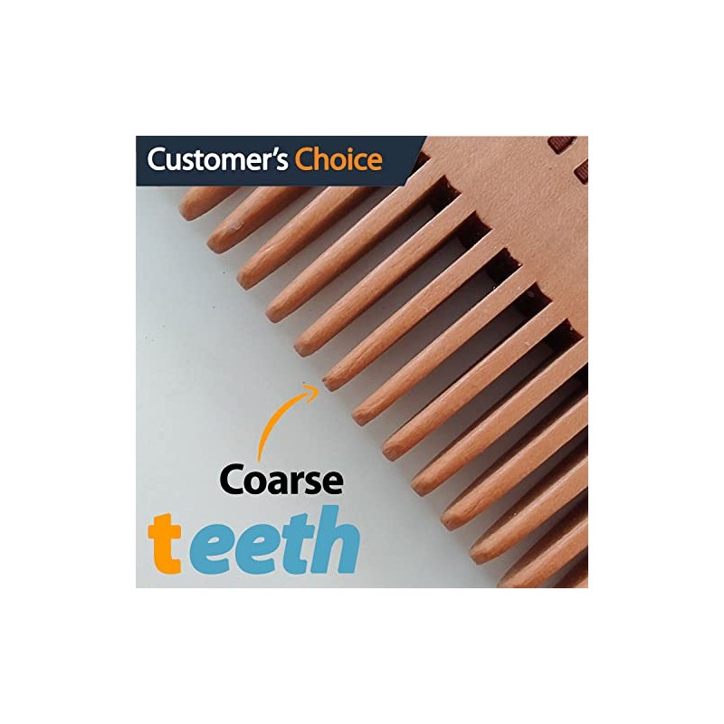 Original Antistatic Wooden Beard Comb, Coarse & Fine Teeth, Moustache