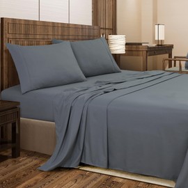 SereneSleep Queen Sheet Set Grey- 4 Pieces Hotel Quality Bed Sheets Queen Size - Extra Soft, Easy Care Bedding Sets Queen Size - Brushed Microfibre Wrinkle, Stain Resistant (Queen, Grey)