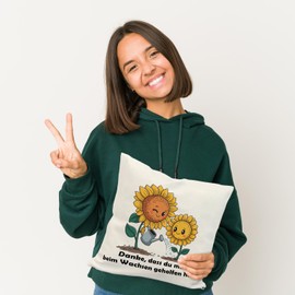 speecheese Danke - Sonnenblumen Kissen Blumiges DekoKissen mit fröhlichem Spruch