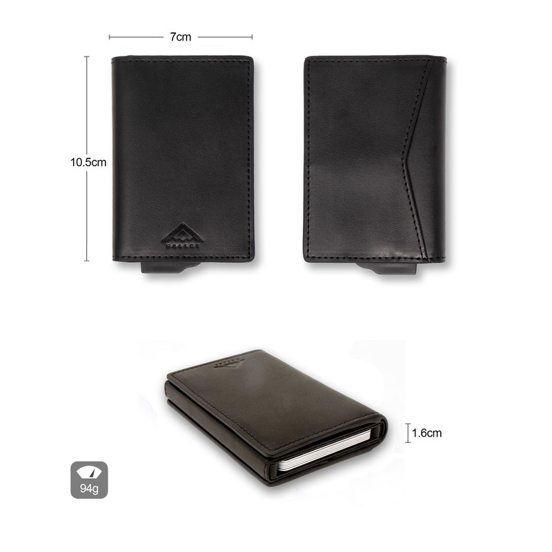 Stealth Wallet Minimalist Slim Lightweight Pop Up Card Holder, Black