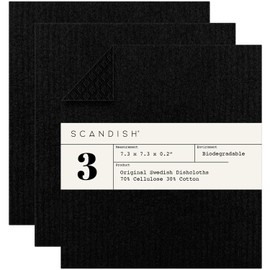 Black Swedish Dishcloths for Kitchen - Set of 3 Swedish Dish Cloths | Swedish Dish Towels Made in Sweden | Reusable, Compostable Black Dishcloths for Kitchen