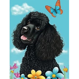 JXAVAXDE Black Poodle Diamond Painting, Diamond Painting Kits Embroidery 5D Full Diamond Paste Craft, Suitable for Family Interactive Home Decor Room Decor or Holiday Gifts 12x16 Inch