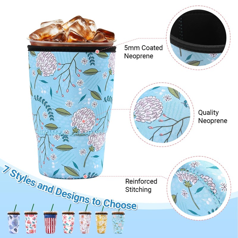 Cobetech Iced Coffee Sleeve Reusable, 3 Pack Neoprene Coffee Cup