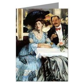 Twelve Note Cards of William Glackens Ashcan School Impressionist Oil Painting Titled Chez Mouquin in a Boxed Set