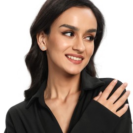 5 Pairs Stud Earrings Set 18K Yellow Gold Plated Round Cut Cubic Zirconia for Women and Men 3-7mm