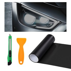 Ohleats Car Light Tint Film, 11.8" × 47.2" Self-Adhesive Auto Light Wrap Film Roll with Cutter, Waterproof Vinyl Film Sticker for Fog Light Tail Light Headlight, Car Accessories (Matte Black)