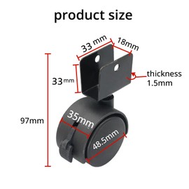 4Pcs Twin Wheel Furniture Castors U Bracket Nylon Castors Swivel Castor Wheels with Brakes Black Universal Swivel Casters for Furniture, Flower Stands, Cribs