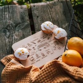 WOIDKIND Bread Board with Bavarian Camping Motifs, Adventure, Outdoor, Beech Wood, Branding, Icons, Breakfast, Gift, Camper, Birthday, Dialect