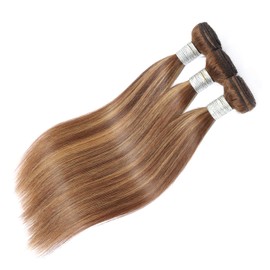 DUAUJUIU Straight Highlight 100% Human Hair Bundles Human Hair Bundles Straight Weave 300g Ombre Blonde Bundles Unprocessed Remy Hair 20 22 24 Inches