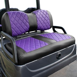 NOKINS Golf Cart Diamond Seat Covers Kit, Fit for Yamaha Drive/Drive 2 OEM Standard Front Seat Cushion, Golf Cart Vinyl Seat Cover, No Nails Required (Purple and Black)