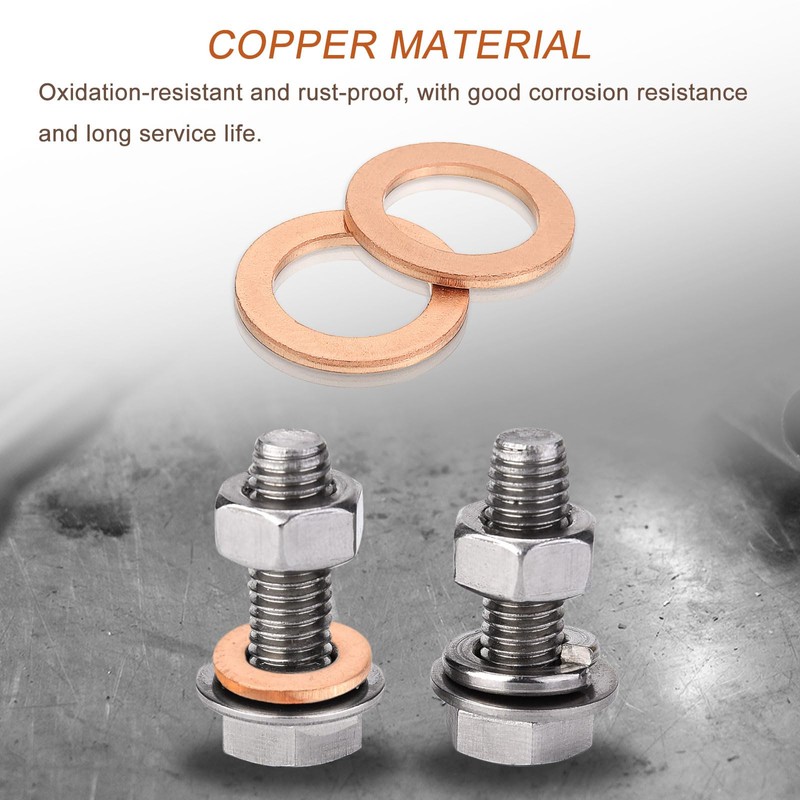 sourcing map M6 Flat Washer, 25 Pcs Copper Ring Flat