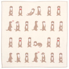 Hamamonyo Washed Towel Handkerchief, Loved Otter, Salmon