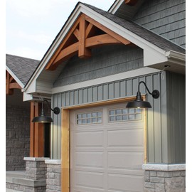 Franing 15 Inch Large Outdoor Gooseneck Barn Light, Dusk to Dawn Barn Lights 2-Pack, Exterior Classic Black Barn Light for Porch, Farmhouse, Garage, Gooseneck Lighting