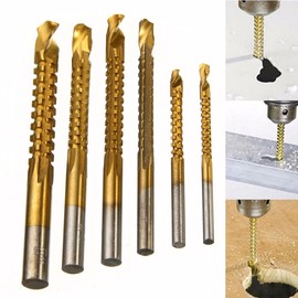 6pcs 3-8mm Titanium HSS Drill & Saw Bit Set Cutting Carpenter Wood Metal Plastic Hole Tool