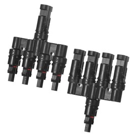 M METERXITY 1-Pair Solar Panel Connector 4 to 1 T Branch Parallel Adapter 4 Way 1500V IP67 Solar Panel Splitter for Parallel Connection Solar Panel Cable Splitter Coupler [M/FFFF & F/MMMM]