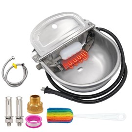 Heated Water Bowl for Outdoor Cats, Automatic Heated Dog Bowl with Anti Chew Cord, Large Thermal Heated Water Bowl, Heated Pet Bowl Trough Dispenser Winter for Chicken Dog Cat Pet