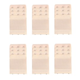 Lansonee Pack of 6 Bra Strap Extenders Extensions Elastic Extender Set 2 Hooks 1.3cm Spacing (Beige)
