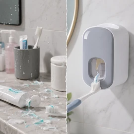 Wall-Mount Toothpaste Dispenser – Push-Activated Automatic Toothpaste Squeezer, No-Drill Water-Resistant Bathroom Organizer