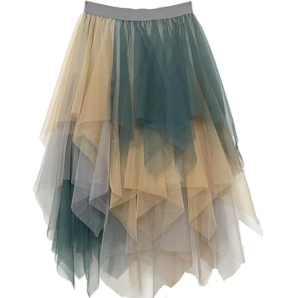 LBKKC Women's Tulle Skirt Formal High Low Asymmetrical Midi Length