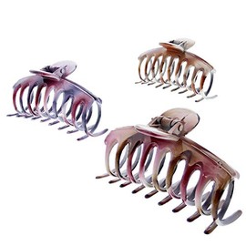 Pack of 6 Assorted Winter 2 Tone Striped 9cm Round Barrel Hair Claws/Clamps