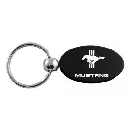 Ford Mustang Tri-Bar Oval Key Ring (Black)