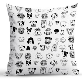 Black and White Dog Pillow Cover for Couch Sofa Living Room Bedroom, Dog Decor 18x18 Inch, Dogs Gifts for Women
