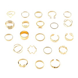 Lotsdonxia Ring Set 22 Pieces, Multi-Joint Open-Ended Ring,Adjustable Rings for Valentine's Day, Shopping, Weddings