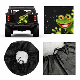 MIYASANG Merry Green Frog Spare Tire Cover Animal Happy Paw Joy Big Red Eyes Weatherproof Universal Wheel Protectors Camper Tire Covers for Trailer Rv Travel(17 inch)