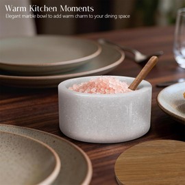 Vorisebo Marble Salt Cellar with Lid & Spoon, Salt Container, Salt Holder