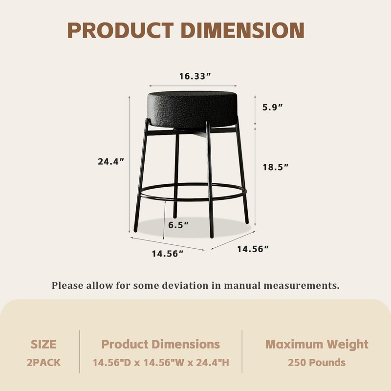 SoarFlash Modern Rotatable Bar Stools Set of 4, 24" Sherpa