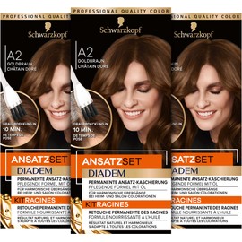 Diadem A2 Golden Brown Level 3 (22ml), Permanent Hair Colour for Hairline Concealing in Just 10 Minutes, Root Colour with Oil-Containing, Nourishing Formula