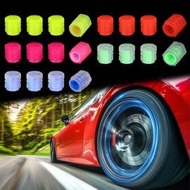 20 PCS Dust Caps for Car Tyres, 5 Colors Universal Fluorescent Car Tire Valve Caps Luminous/Fluorescent/Glow in the Dark for General Cars SUV Motorbike Trucks Bicycle Decoration