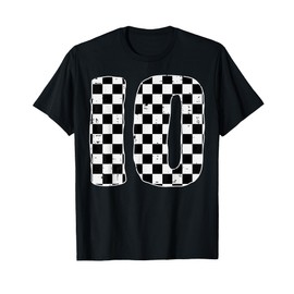 10 Car Race Flag 10th Birthday Ten Year Bday Girls Boys Kids T-Shirt