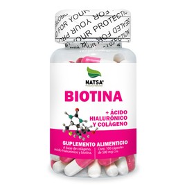 NATSA Biotina con Colágeno y Ácido Hialurónico 100 Cápsulas                                                                                           