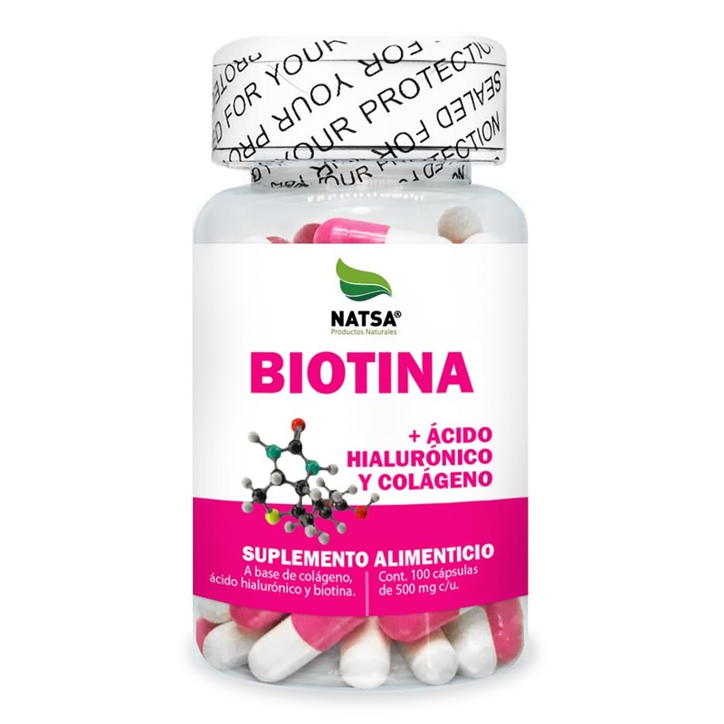NATSA Biotina con Colágeno y Ácido Hialurónico 100 Cápsulas
