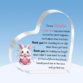Bestie Appreciate Gifts Acrylic Plaques Friendship Graduation Gift Women Birthday Christmas Cute Rabbit Heart Signs for Her Best Friend Go to University Encourage Souvenirs from Pal